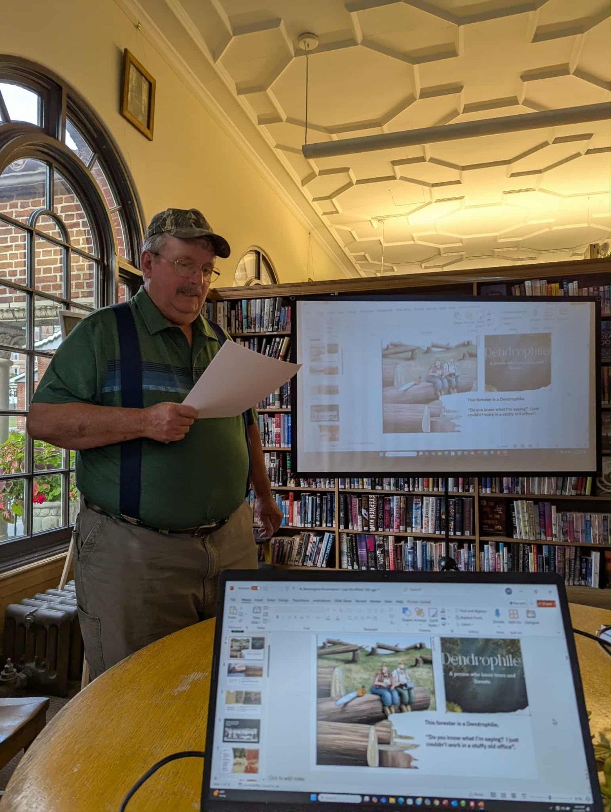 William Sargent presenting at a library talk